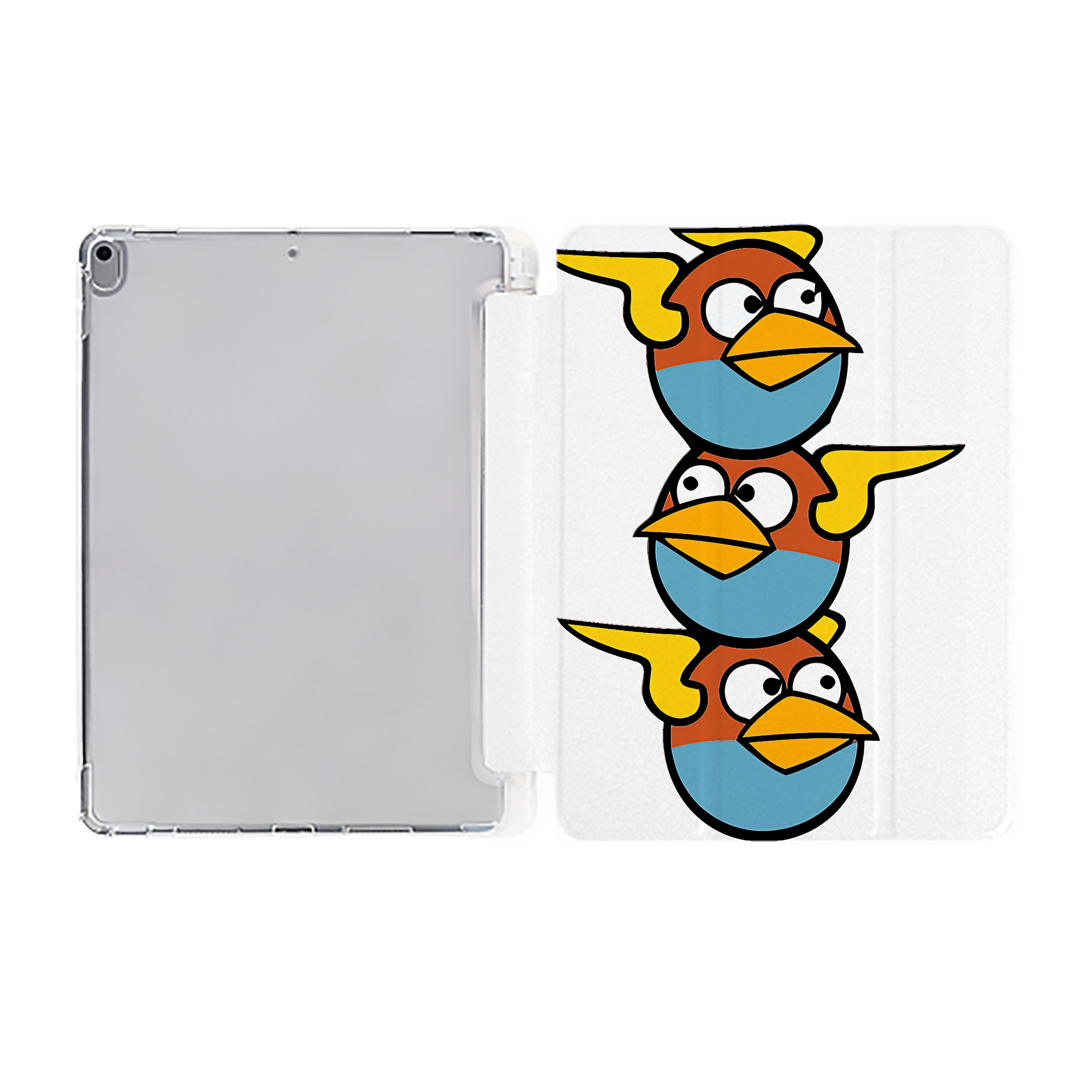 （画像用） Angry Birds アングリーバード IPad ケース ペン収納付き 三つ折りスタンド PUレザー×シリコン 対応機種9.5/10.5/10.9インチ